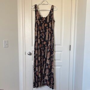 Black Floral Print Sleeveless Maxi Dress - Casual Everyday Maxi